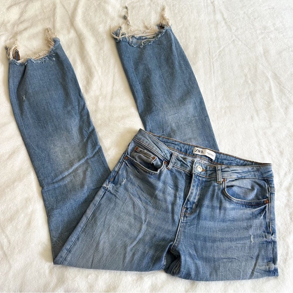 Zara Light Wash High Rise Flare Jeans Women's Size 4